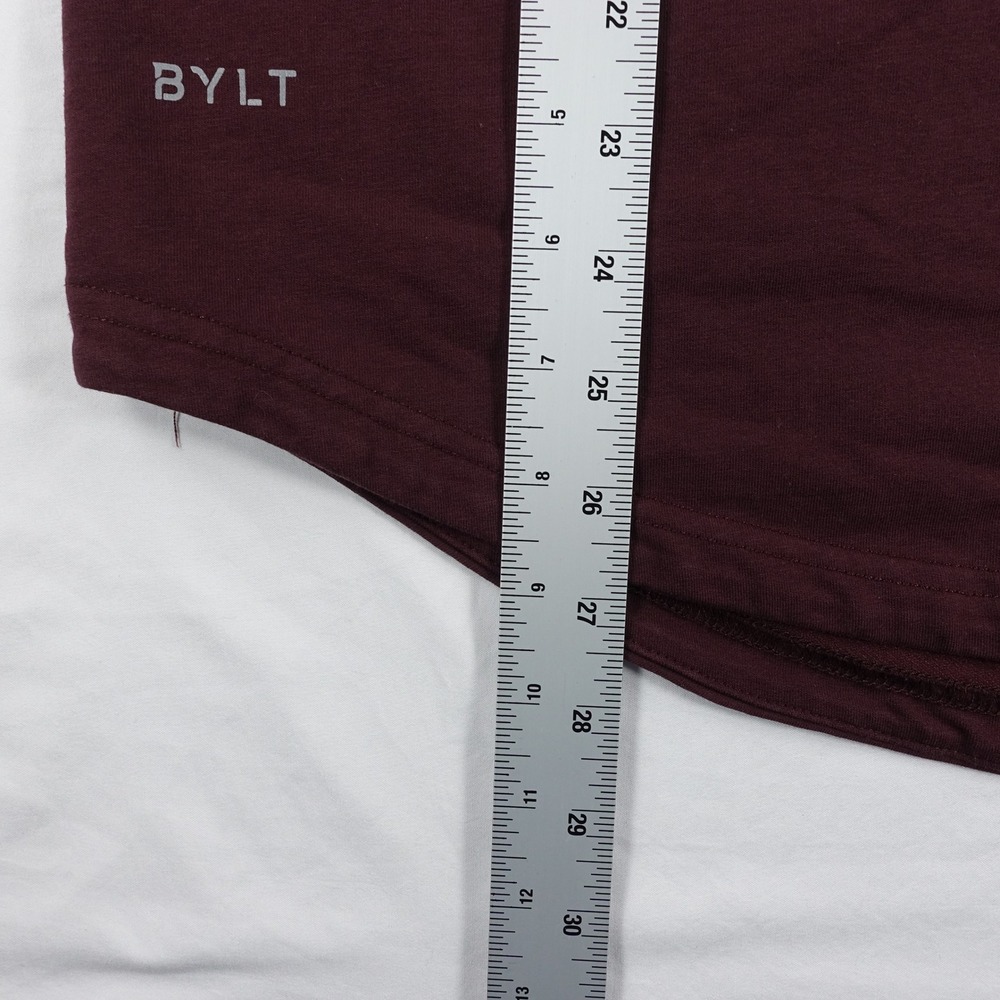 BYLT‎ Lux Henley Shirt Men's Small Drop Cut Long Sleeve Casual Maroon - Picture 8 of 12